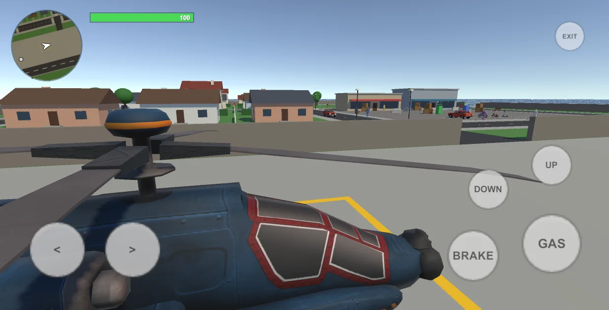 In a helicopter the touch HUD adds UP and DOWN.