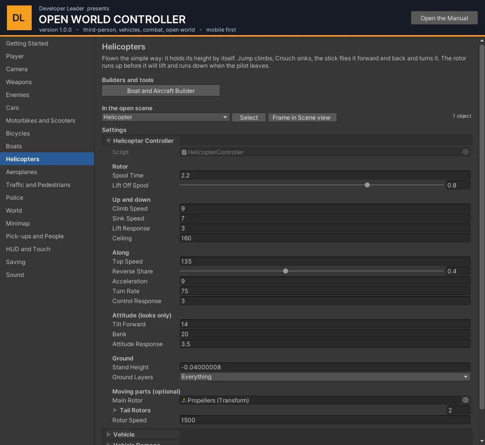 Helicopter Controller settings.