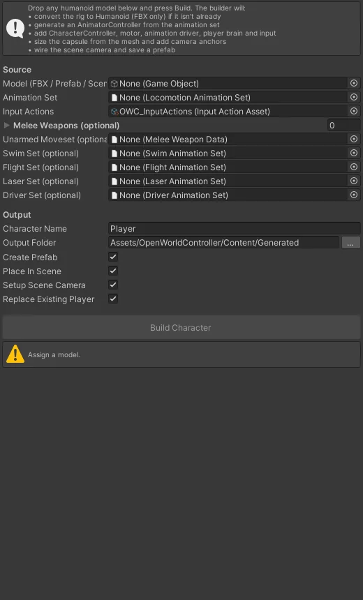 Tools > OWC > Character Builder